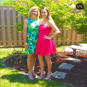 Cute, pink strapless cocktail dress